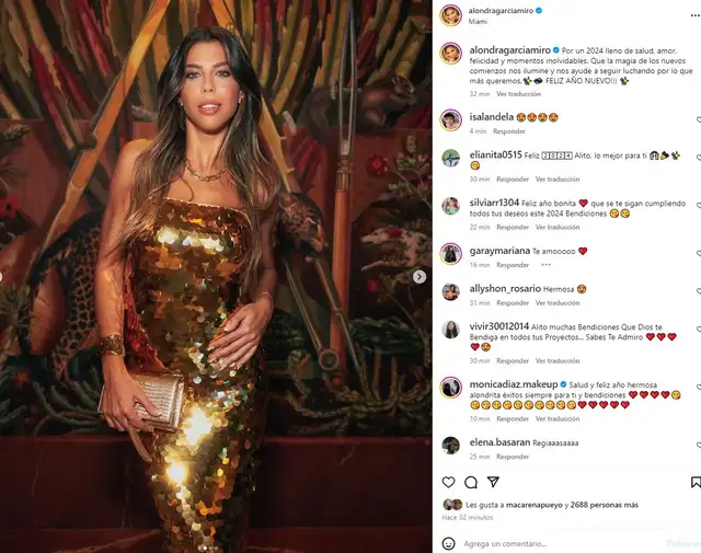 Alondra García Miró impacta con look por Año Nuevo en Instagram.