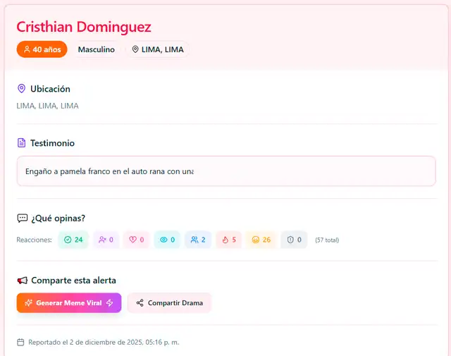 Christian Domínguez es incluido en la lista de hombres infieles del 'RNI' Christian Domínguez es incluido en la lista de hombres infieles del 'RNI'