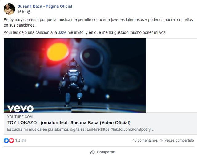 Susana Baca compartió emocionada en Facebook el featuring junto al rapero peruano Jaze.   