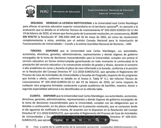 Resolución N.° 036-2020-SUNEDU/CD. Resolución N.° 036-2020-SUNEDU/CD.