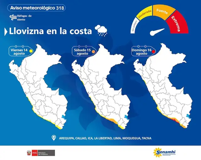 Lluvias y ráfagas de viento: conoce las 9 regiones donde ingresará este fenómeno climático. Lluvias y ráfagas de viento: conoce las 9 regiones donde ingresará este fenómeno climático.