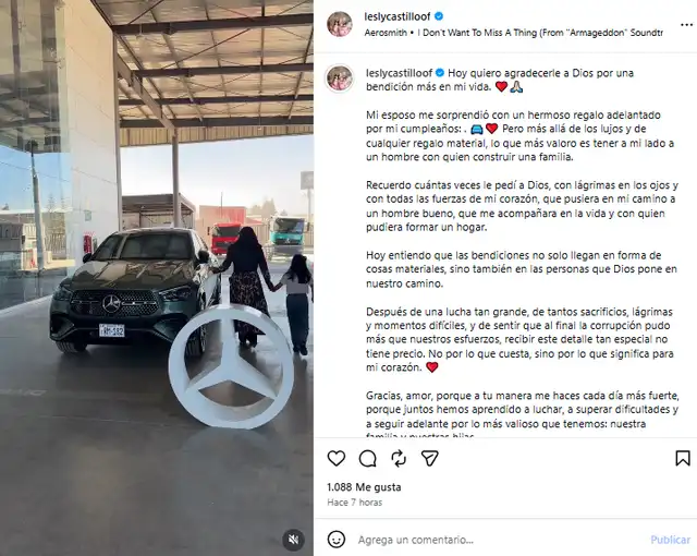Lesly Castillo reflexiona tras lujoso regalo de su esposo. Lesly Castillo reflexiona tras lujoso regalo de su esposo.