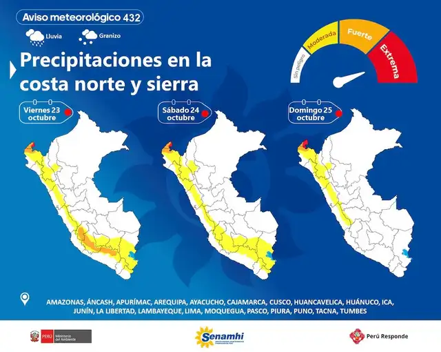 Aviso meteorológico N°432 del Senamhi. Aviso meteorológico N°432 del Senamhi.