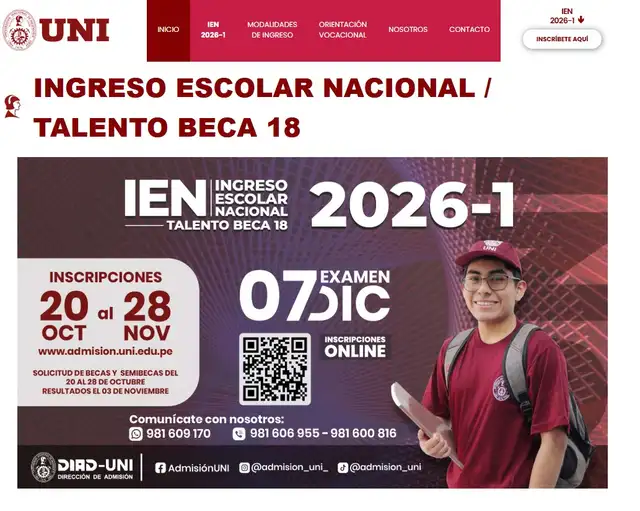 <strong> La UNI publicará los resultados de su examen para IEN y Beca 18</strong>   