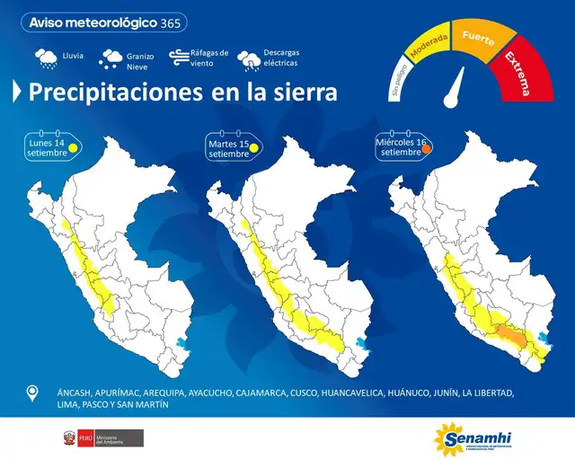 Aviso meteorológico N.° 365 del Senamhi. Aviso meteorológico N.° 365 del Senamhi.