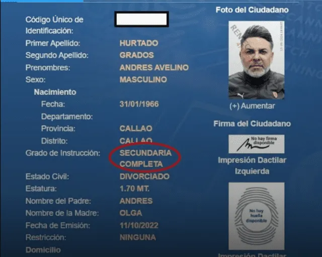 Nivel académico de Andrés Hurtado.