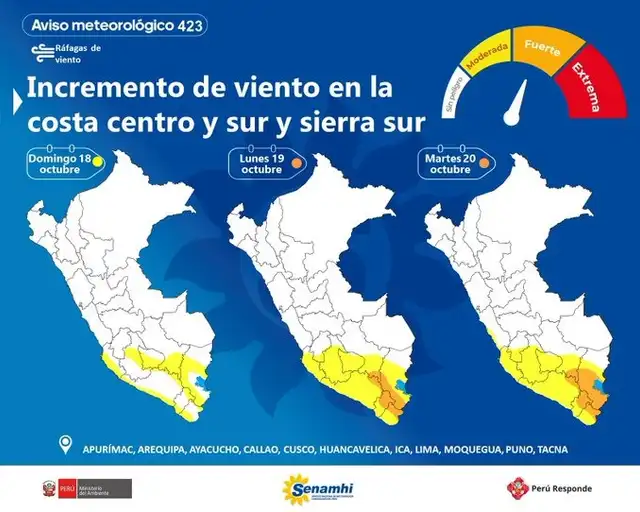 Aviso meteorologico 423 del Senamhi. Aviso meteorologico 423 del Senamhi.