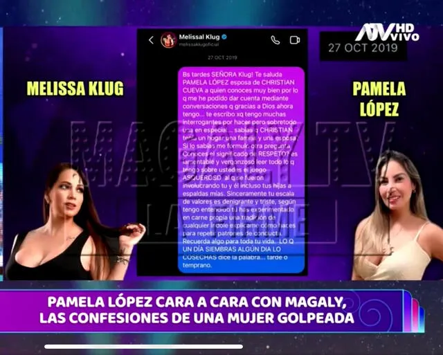  <strong>El chat entre Pamela López y Melissa Klug por infidelidad de Christian Cueva.</strong>   