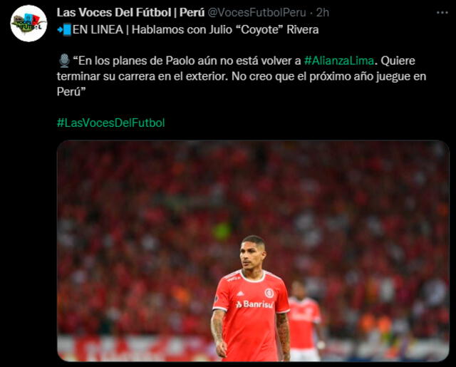 Paolo Guerrero no jugaría en Alianza Lima, | FUENTE: Twitter.  