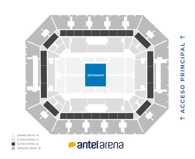 División de las zonas en el Antel Arena para el concierto de Marc Anthony.