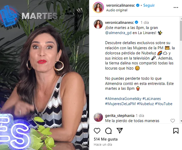 <em> Verónica Linares se prepara para estrenar nueva entrevista. Captura: Instagram</em>   