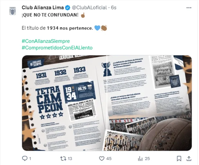 Alianza Lima festeja documento de la FIFA. / Foto: X. 