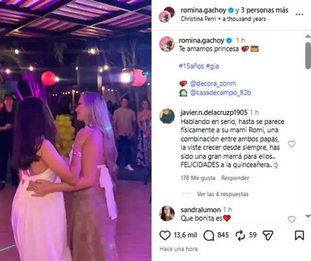Romina Gachoy bailó junto a la hija de Jean Paul Santa María. Romina Gachoy bailó junto a la hija de Jean Paul Santa María.