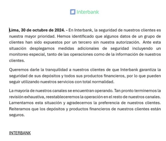 Comunicado de Interbank