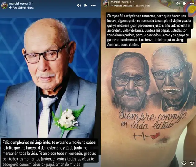 Marcial Cueva se tatuó el rostro de su abuelo en su cumpleaños.  
