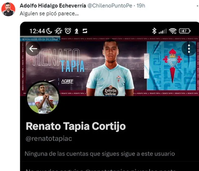 Renato Tapia decidió bloquear a comentarista que lo criticó.