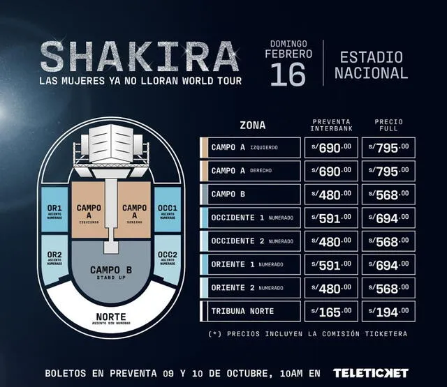  Shakira en Estadio Nacional 2025 preventa