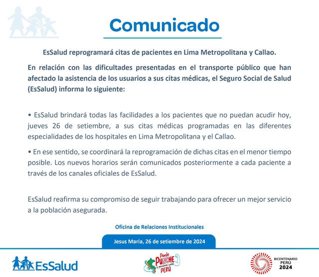 Paro de transportistas: EsSalud reprogramará citas para pacientes afectados por paro nacional: ¿Cómo solicitarlo?