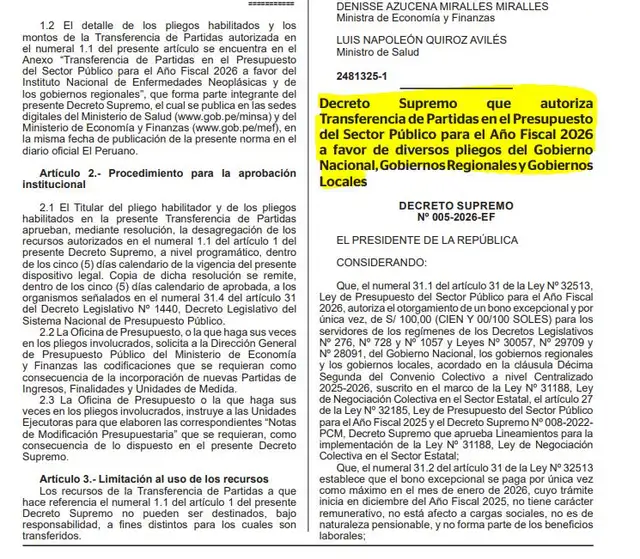 <strong> El MEF autorizó la entrega del bono de S/100</strong>   