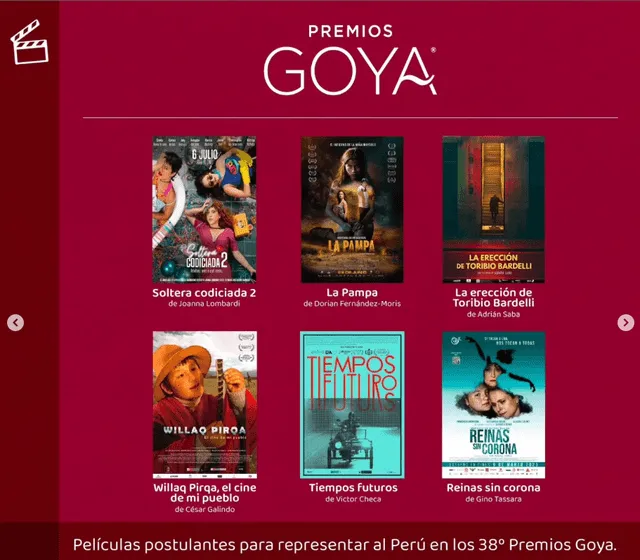 Películas preseleccionadas a los Premios Goya.