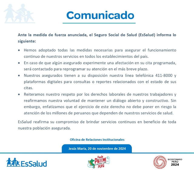 Comunicado de EsSalud