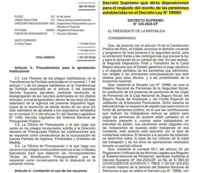 <strong> Decreto Supremo N° 330-2025-EF dispone aumento de pensión al régimen 19990</strong> <strong> Decreto Supremo N° 330-2025-EF dispone aumento de pensión al régimen 19990</strong>