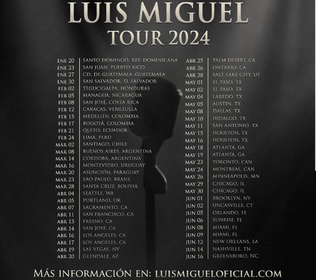 Luis Miguel y su gira de conciertos este 2024.