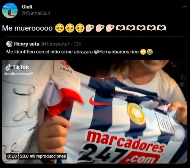 Giuli Cunha se conmovió por ver al niño quebrarse. / FUENTE: Twitter. 