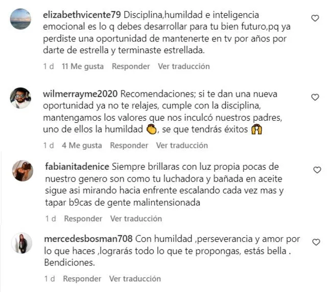 Consejos de usuarios que solicitan a la actriz mayor humildad.    