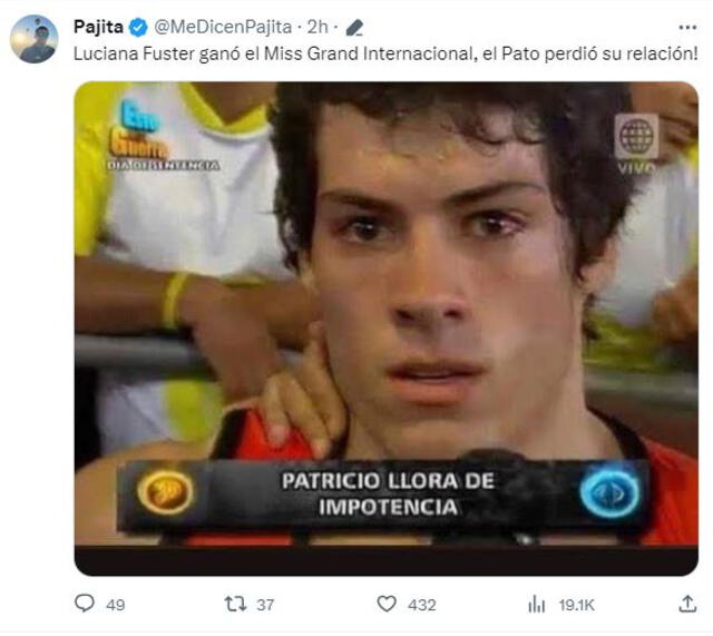  Meme de Patricio Parodi luego de que Luciana Fuster ganara.   