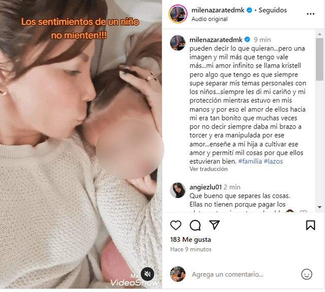 Milena Zárate comparte emotivo video con la hija de Greissy Ortega.