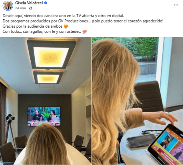 Gisela Valcárcel sorprendió con publicación en Facebook.