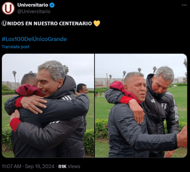 'Chemo' del Solar y el 'Puma' Carranza se reconcilian en Campo Mar y Universitario está feliz.