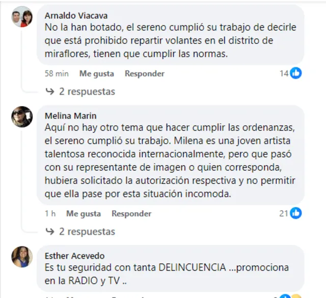 Milena Warthon repartió volantes y fue expulsada del Parque Kennedy.