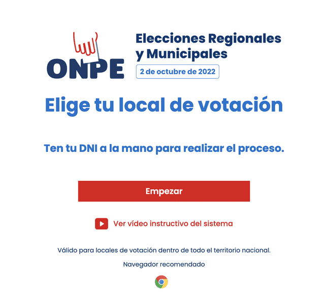  Elige tu local de votación a través de la plataforma habilitada por la ONPE.   