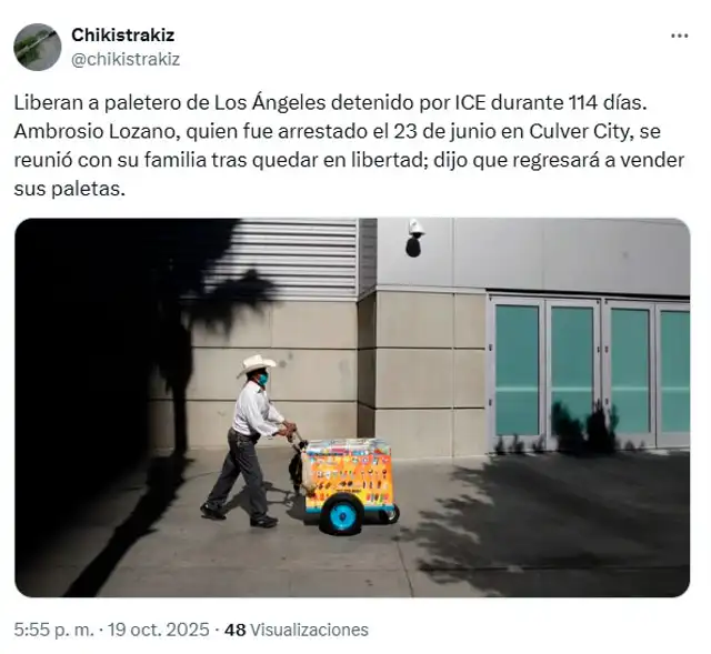 ICE liberó a vendedor de paleta. ICE liberó a vendedor de paleta.