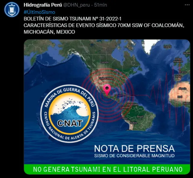 Marina de Guerra informó al respecto. / FUENTE: Hidrografía de Perú.   