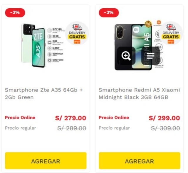 Metro remata celulares de marca en su página web.