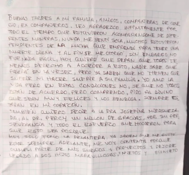 Carta de María Benito. 