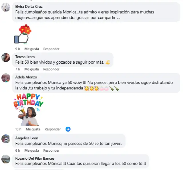 Mónica celebra sus 50 años y es felicitada por sus seguidores. Foto: Facebook.   