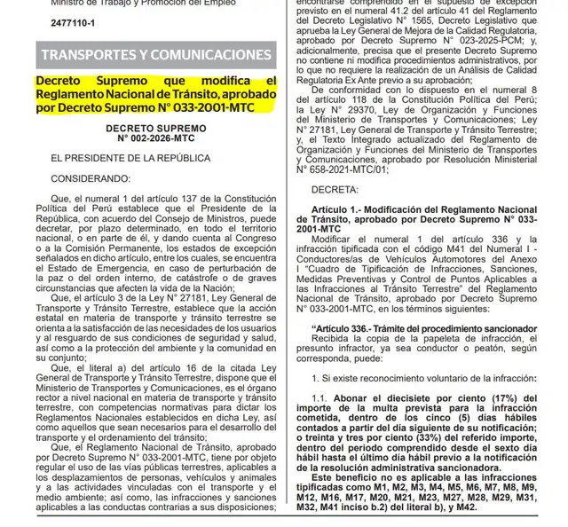 <strong> Decreto supremo que establece normas sobre dos personas sobre una motocicleta</strong>   