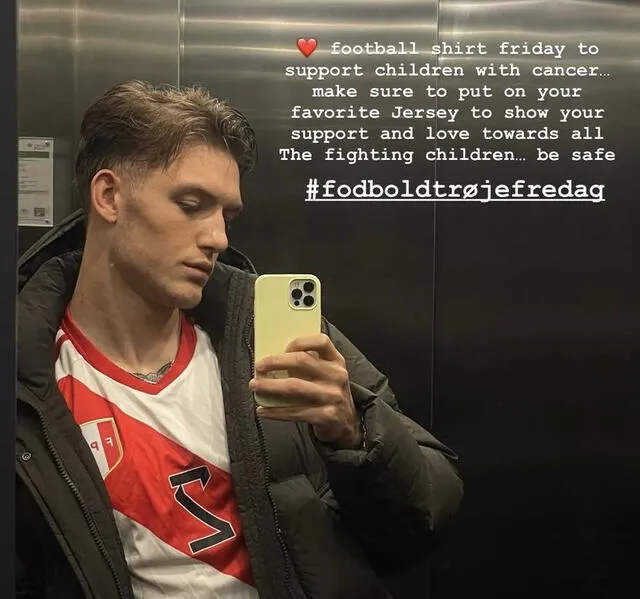 Oliver Sonne elige camiseta de la selección peruana para campaña a favor de niños con cáncer Oliver Sonne elige camiseta de la selección peruana para campaña a favor de niños con cáncer
