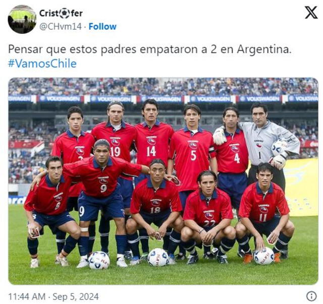 Memes Chile vs. Argentina: los imágenes en redes sociales tras la derrota de Gareca. Foto: X/Captura de pantalla