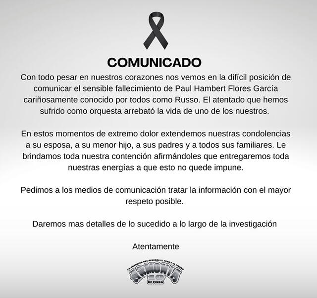 Armonía 10 lanza comunicado tras fallecimiento de Paul Flores. Armonía 10 lanza comunicado tras fallecimiento de Paul Flores.