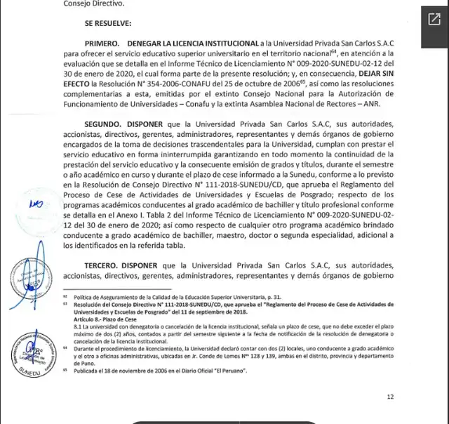 Resolución N.° 024-2020-SUNEDU/CD. Resolución N.° 024-2020-SUNEDU/CD.