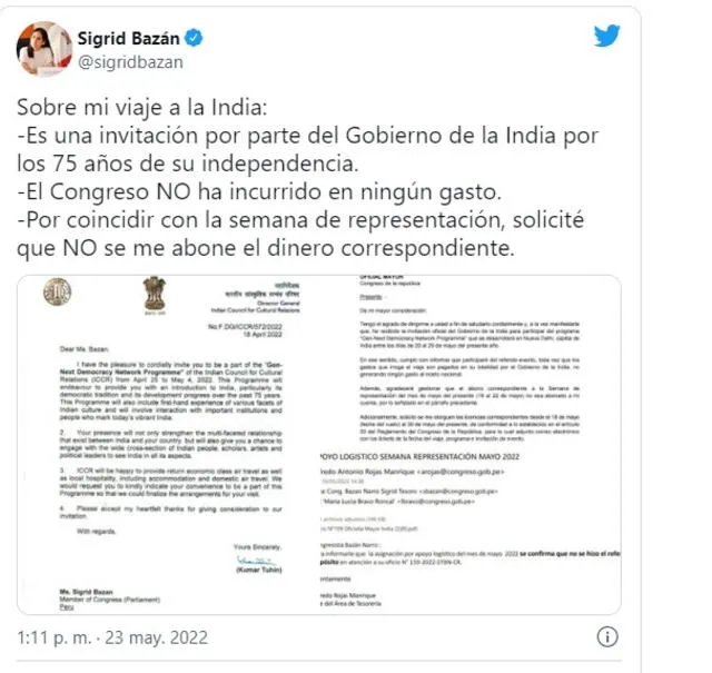 Crédito: Twitter de Sigrid Bazánn   