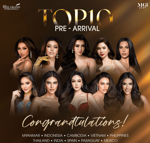 Miss Grand International 2024 informa su TOP10.  