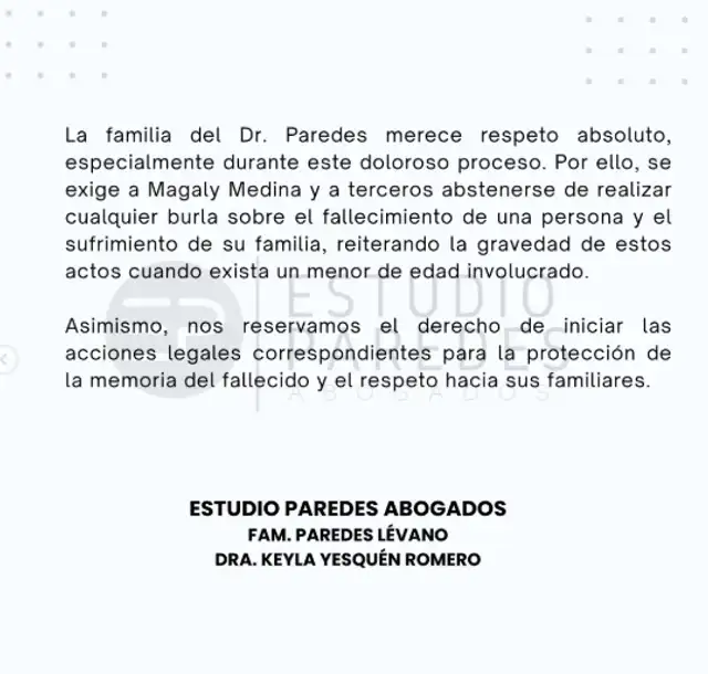 Familia de Iván Paredes denunciará a Magaly Medina, Yaco Eskenazi y Loco Wagner por burlas sobre su muerte 