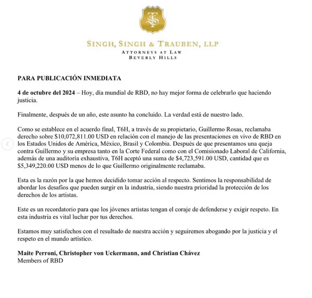 Exintegrantes de RBD confirmaron desfalco en gira por parte de Guillermo Rosas.  