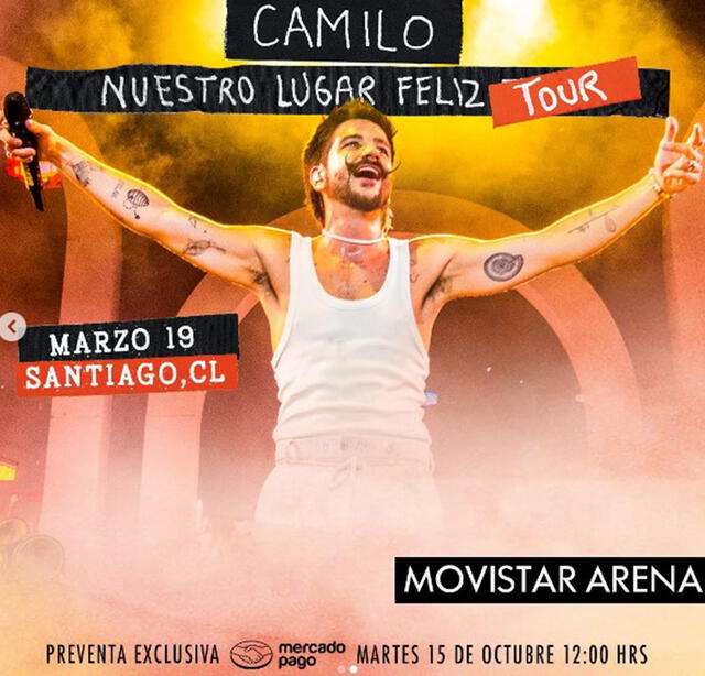 Camilo dará concierto en Movistar Arena.  